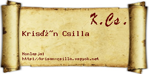 Krisán Csilla névjegykártya